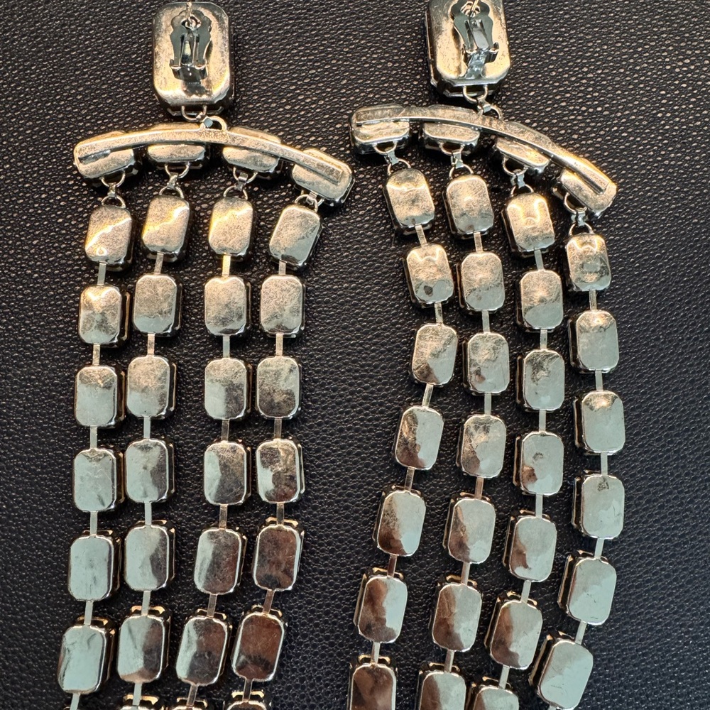 Area Silver Crystal Statement Earrings - image 3